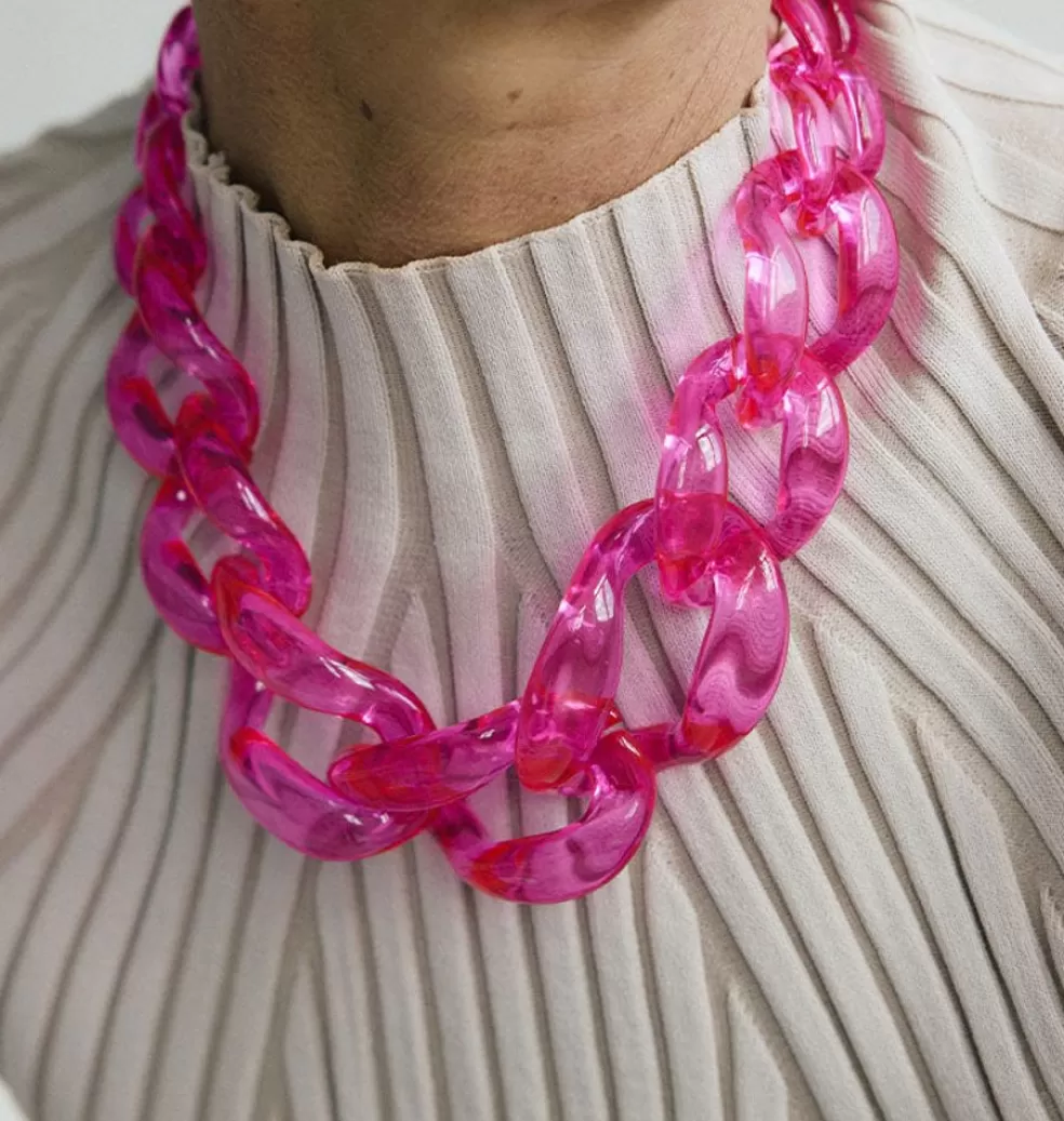 Halsband*WOS UP Big Chain Necklace Pink