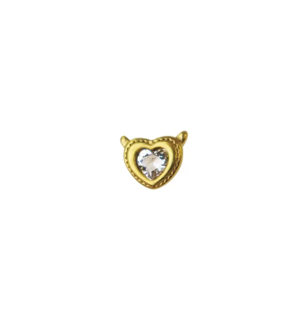 Örhängen*WOS Devil Heart Clear Single Stud Gold