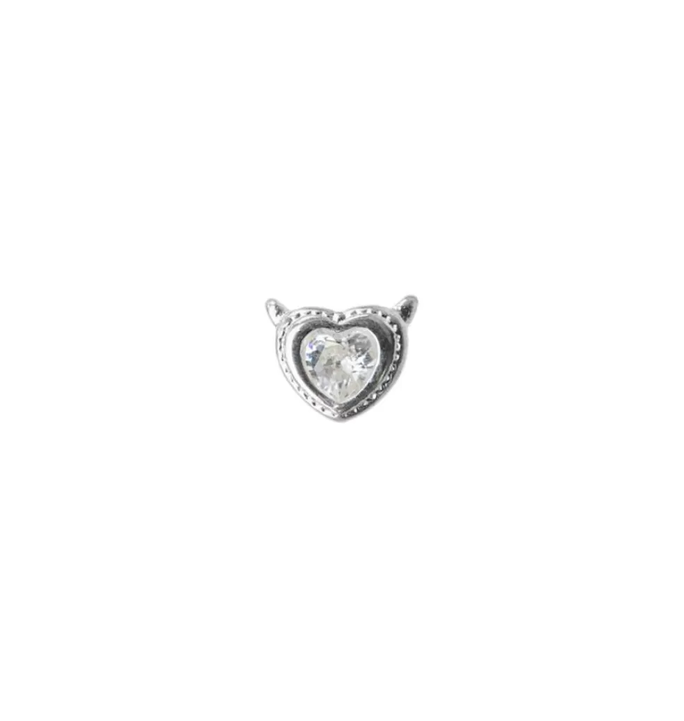 Örhängen*WOS Devil Heart Clear Single Stud Silver