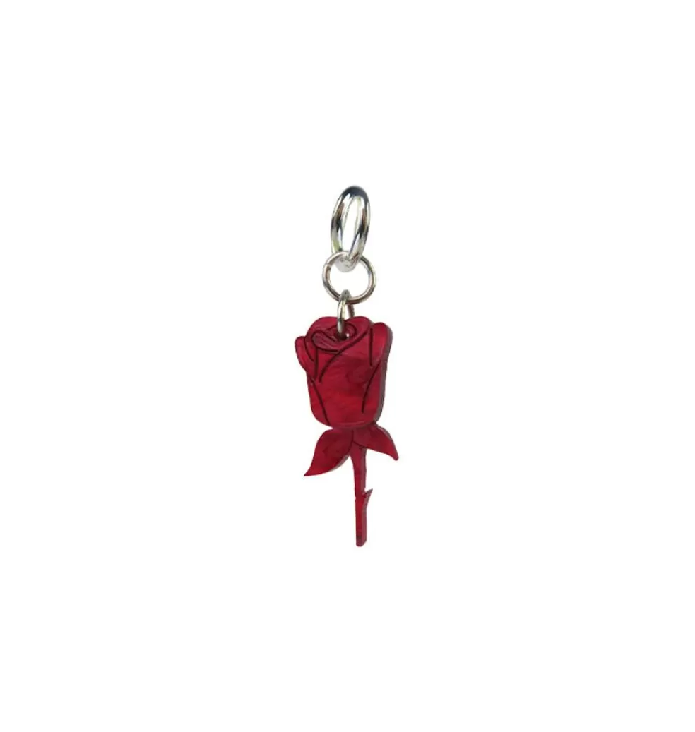 Örhängen*WOS Red Rose Single Earring Silver