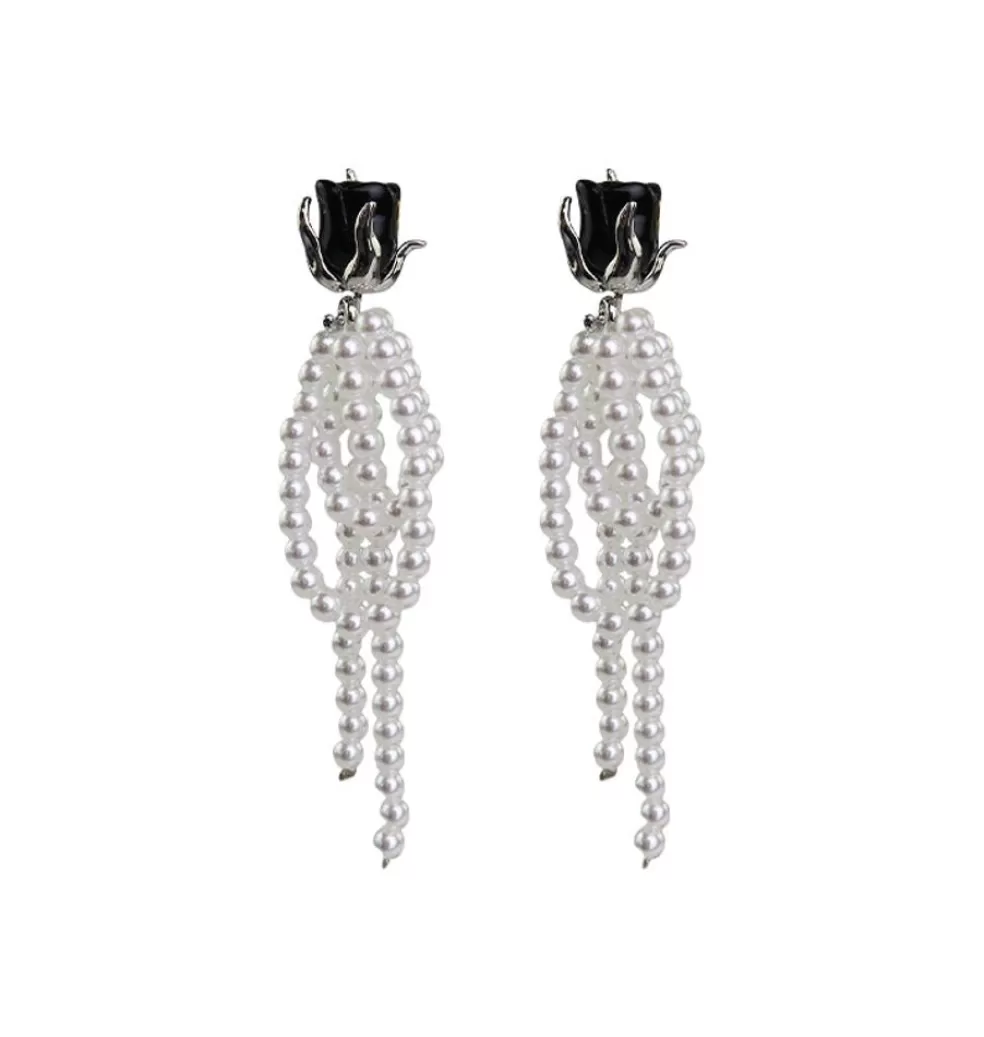 Örhängen*WOS UP Rose Pearl Earrings Black