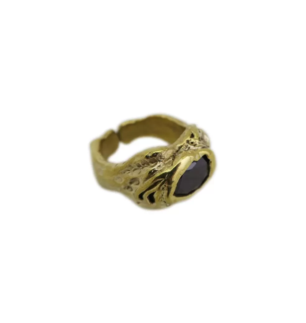 Ringar*WOS Zirkon Black Ring Gold